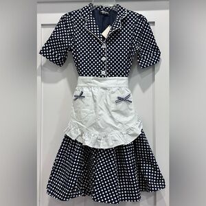BlackButterfly Kids 'Sabrina' Vintage Polka Dot 50's Girls Dress - Midnight Blue